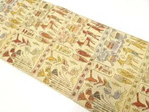 アンティーク　壁画模様織り出し袋帯（材料）